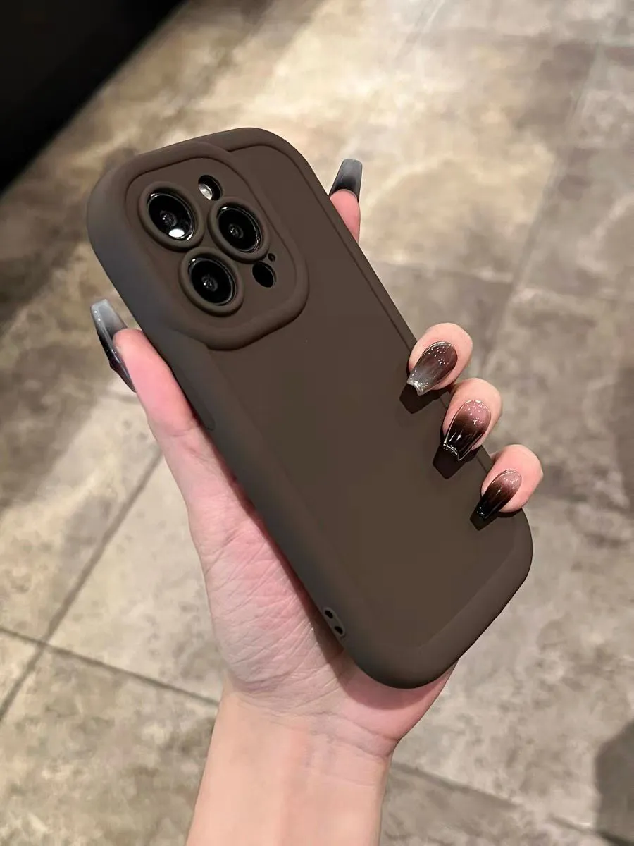 TPU anti drop phone case for iPhone with frosted finish available in multiple colours including cream and dark brown