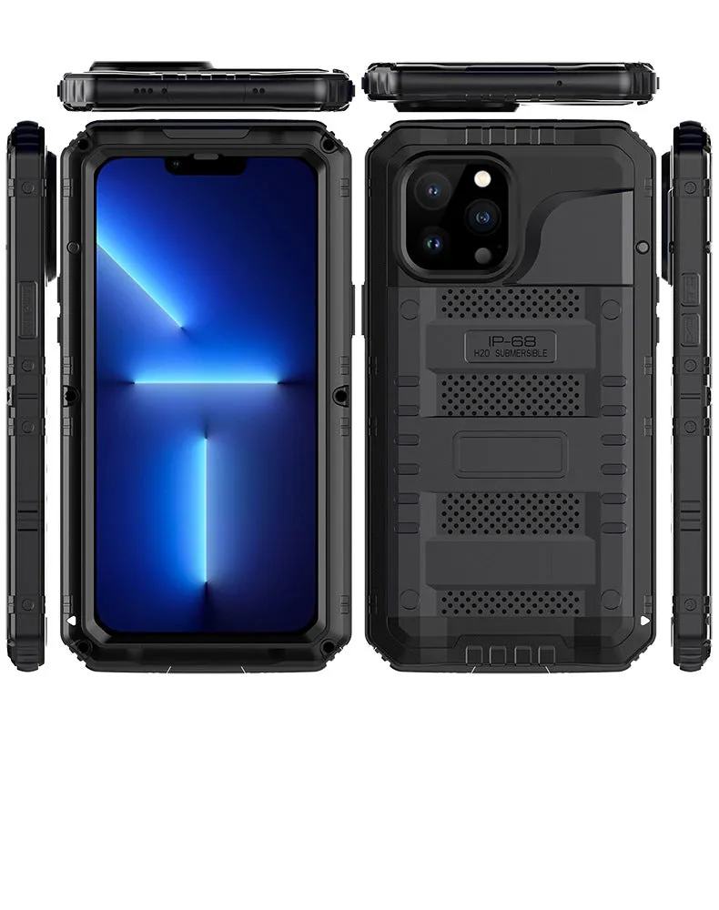 Waterproof metal diving phone case for iPhone 14 Pro Max in black