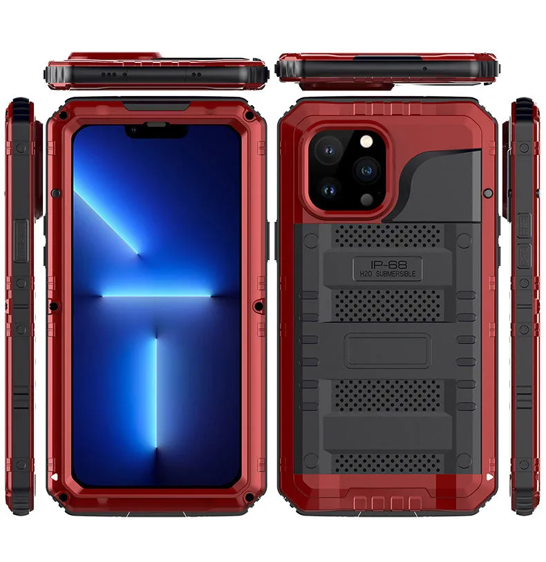 Waterproof metal diving phone case for iPhone 14 Pro Max in black