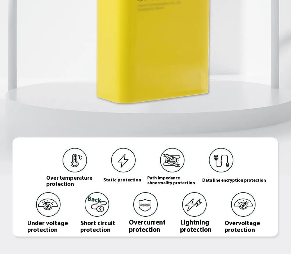 Game Enhanced Charger 67W in yellow with Type-C elbow USB cable for US electrical outlets