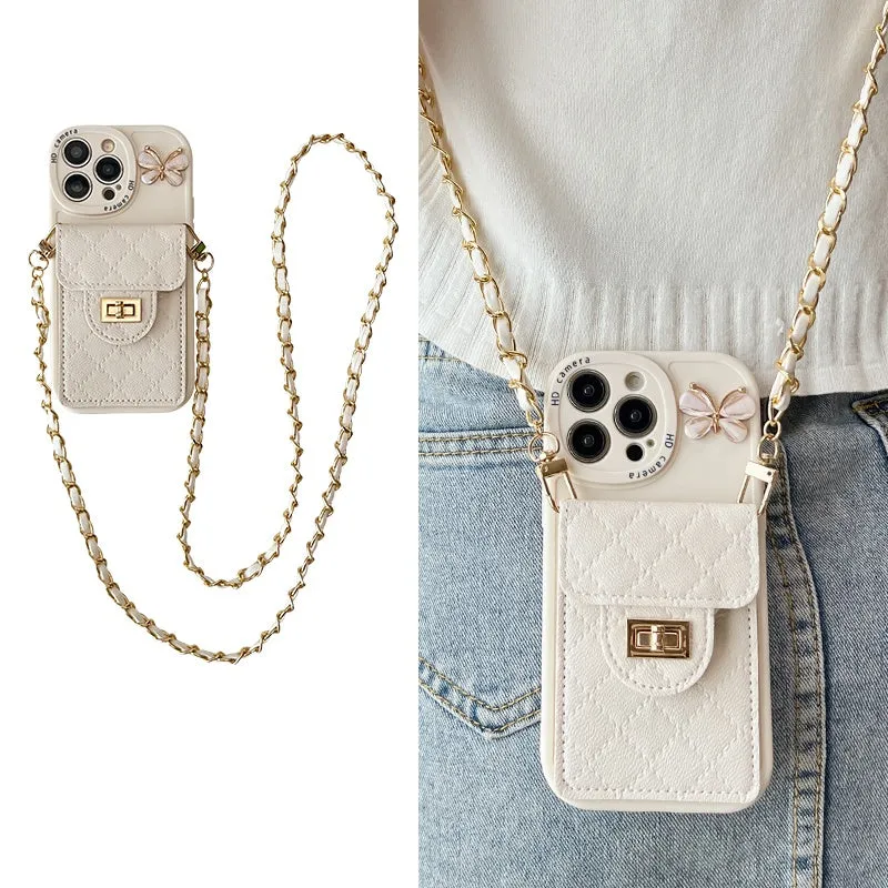 Butterfly card bag silicone phone case in black for iPhone showing card slot and drop-resistant design