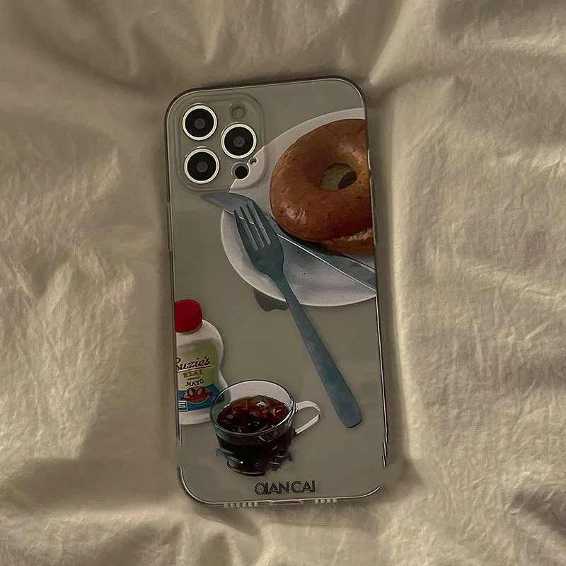 Fully wrapped silicone anti-drop phone case with creative food design for iPhone