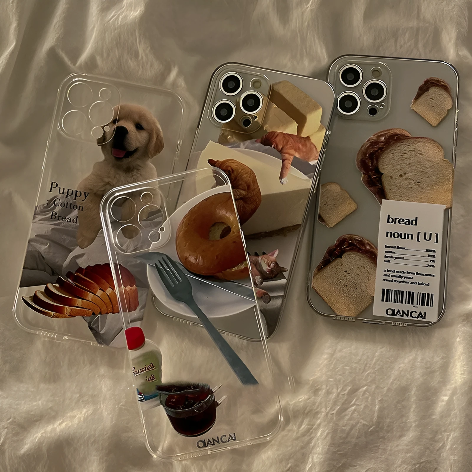 Fully wrapped silicone anti-drop phone case with creative food design for iPhone