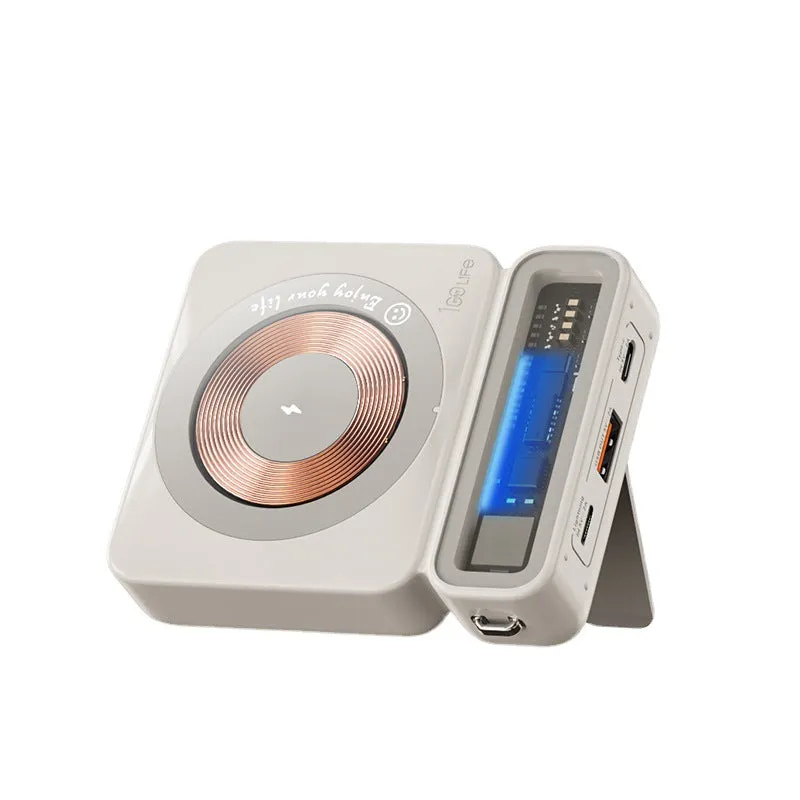 Large capacity 10000mAh 225W fast charging wireless magnetic power bank in retro gray