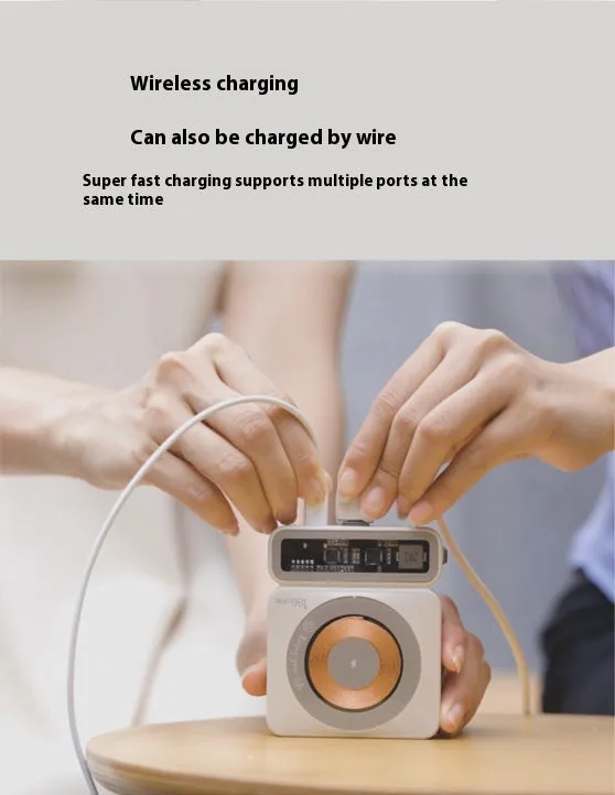 Large capacity 10000mAh 225W fast charging wireless magnetic power bank in retro gray