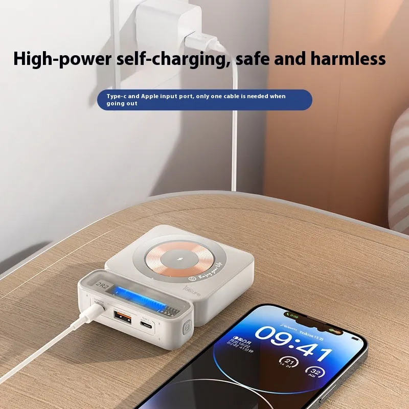 Large capacity 10000mAh 225W fast charging wireless magnetic power bank in retro gray