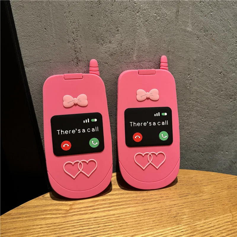 Silicone clamshell phone case in Rose Red Heart with love pattern for iPhone 15 Pro Max