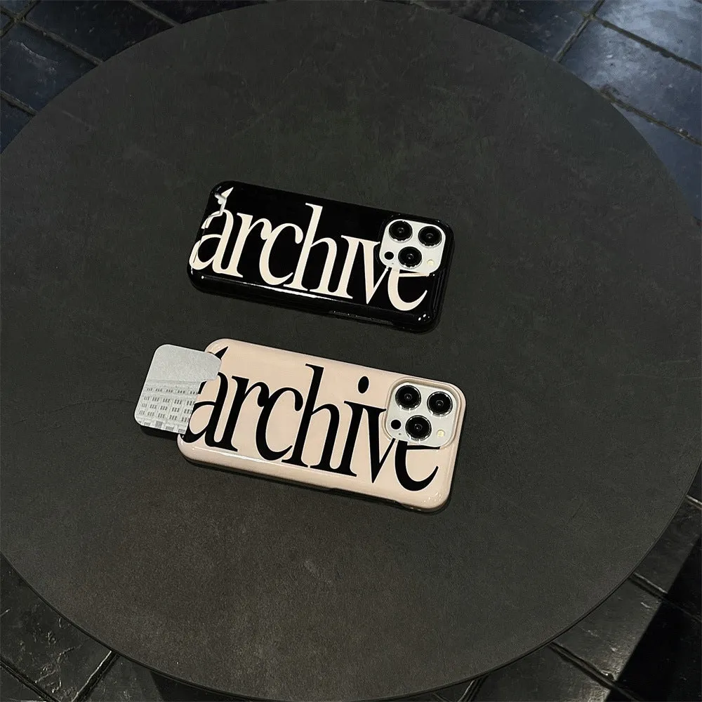 Niche Letter Card Filin hard TPU phone case for Apple iPhone in black side view
