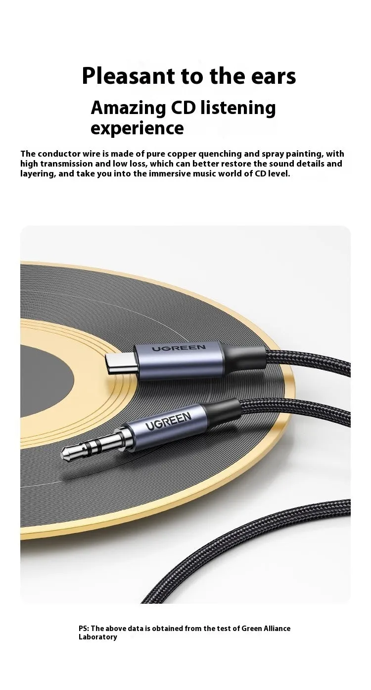 Type-C adapter cable with gold-plated connector in business gray color on a white background