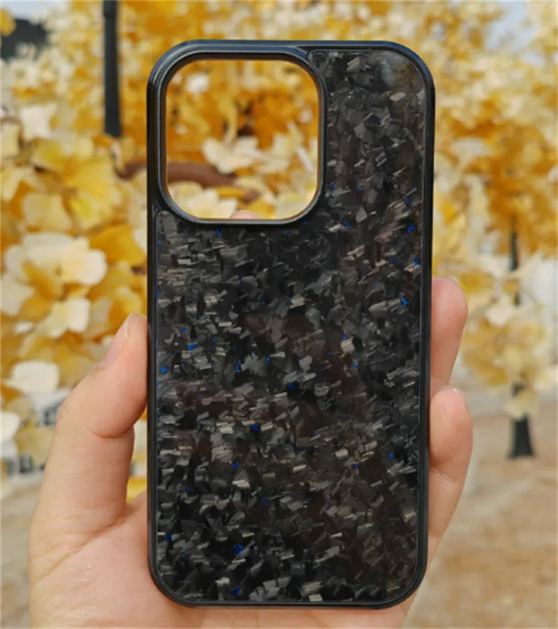 Plastic phone case protective cover for iPhone in Forged Blue finish showing back view