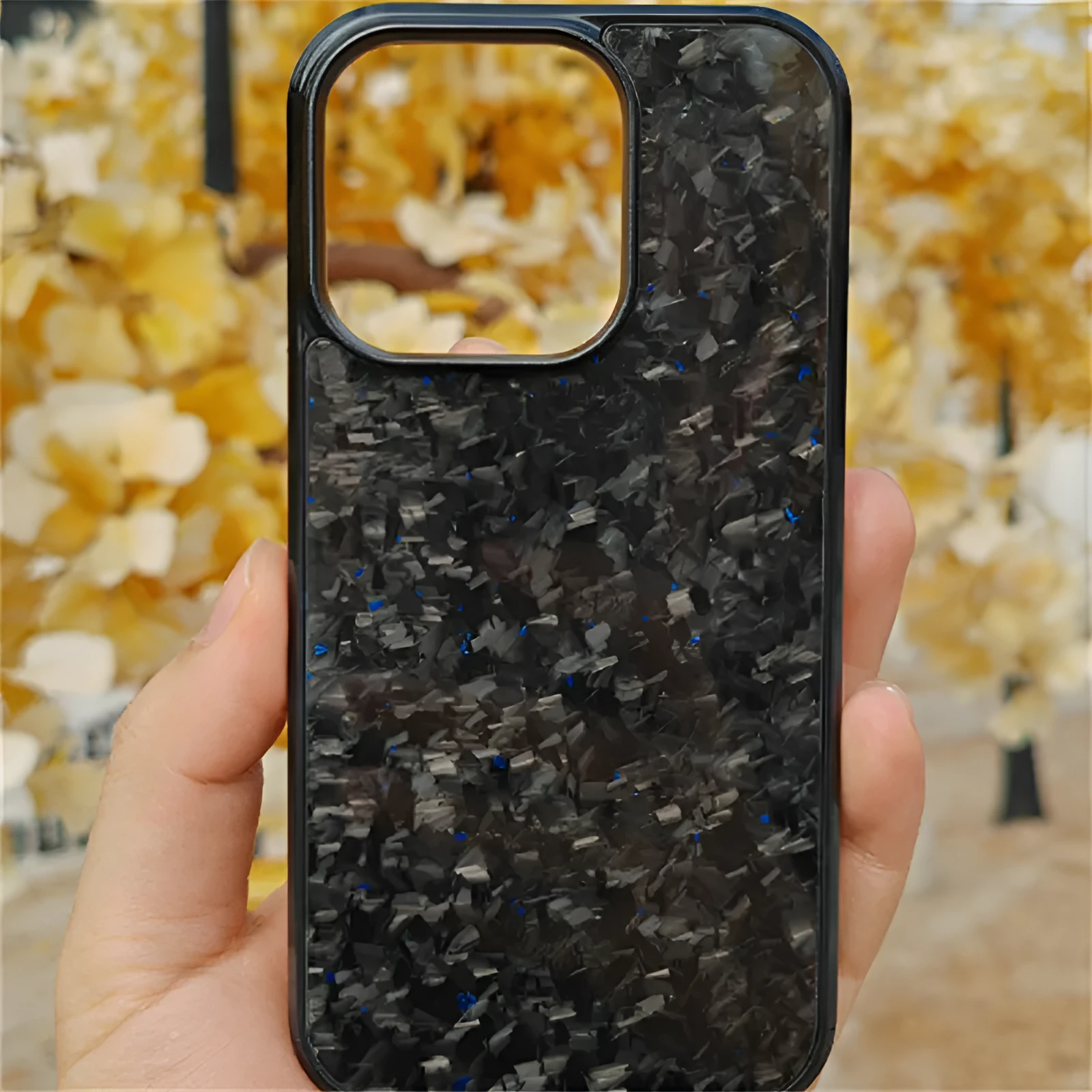 Plastic phone case protective cover for iPhone in Forged Blue finish showing back view