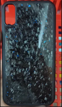 Plastic phone case protective cover for iPhone in Forged Blue finish showing back view