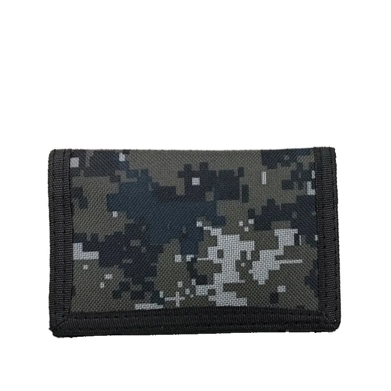 Short style camouflage cloth bank card purse with polyester lining and USB interface