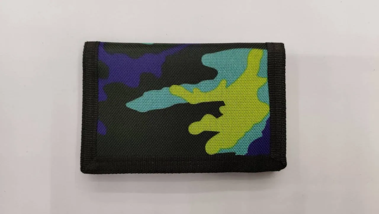 Short style camouflage cloth bank card purse with polyester lining and USB interface
