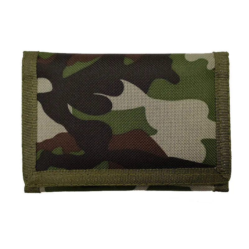 Short style camouflage cloth bank card purse with polyester lining and USB interface