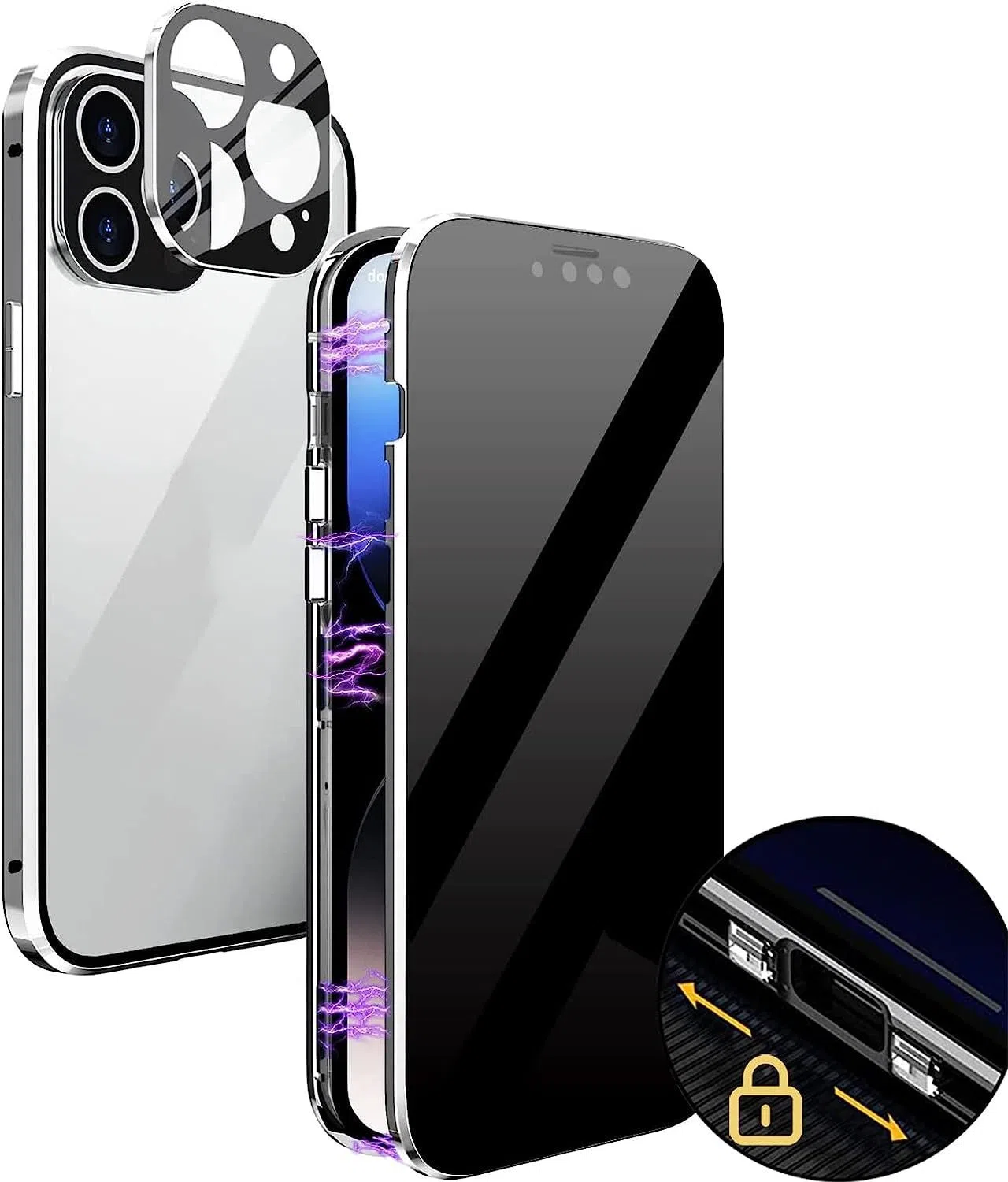 Magneto phone case with double-sided glass and aluminium frame for iPhone 17, available in multiple colours, front view