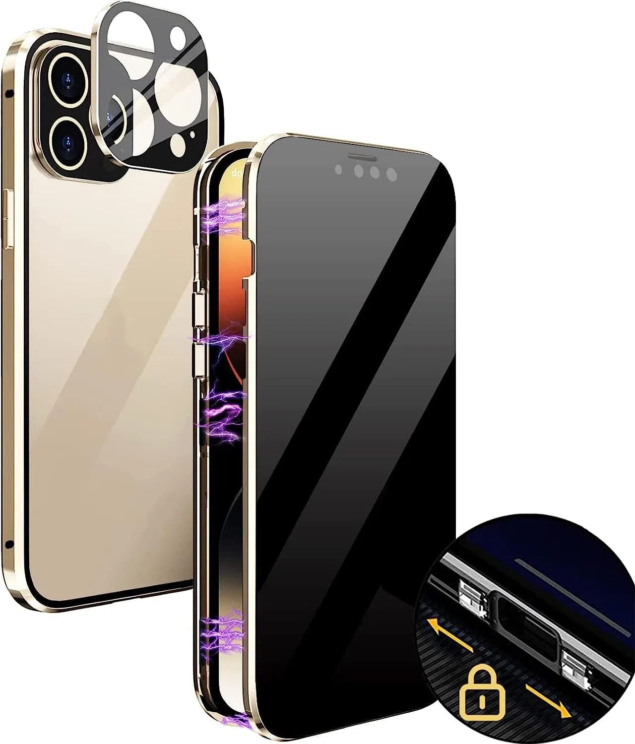 Magneto phone case with double-sided glass and aluminium frame for iPhone 17, available in multiple colours, front view