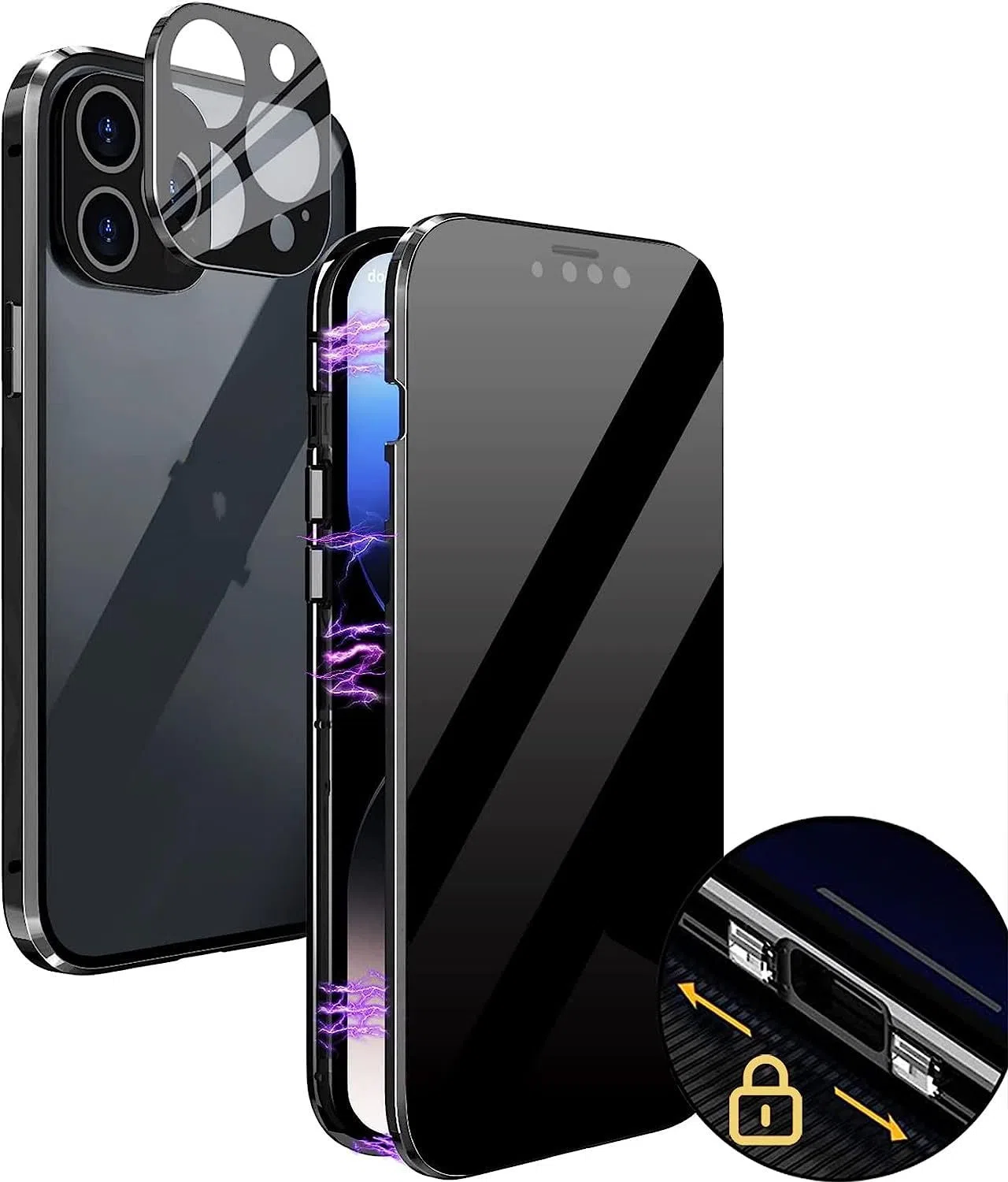 Magneto phone case with double-sided glass and aluminium frame for iPhone 17, available in multiple colours, front view