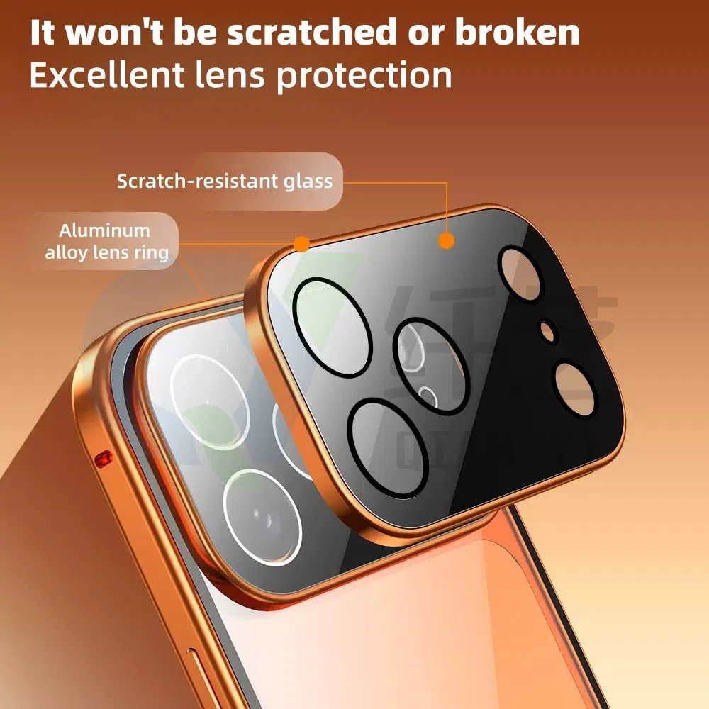 Magneto phone case with double-sided glass and aluminium frame for iPhone 17, available in multiple colours, front view