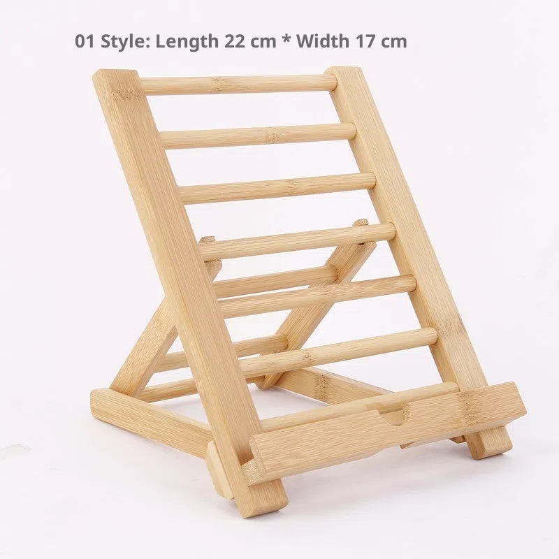 Bamboo adjustable angle foldable desktop phone stand for tablets and smartphones
