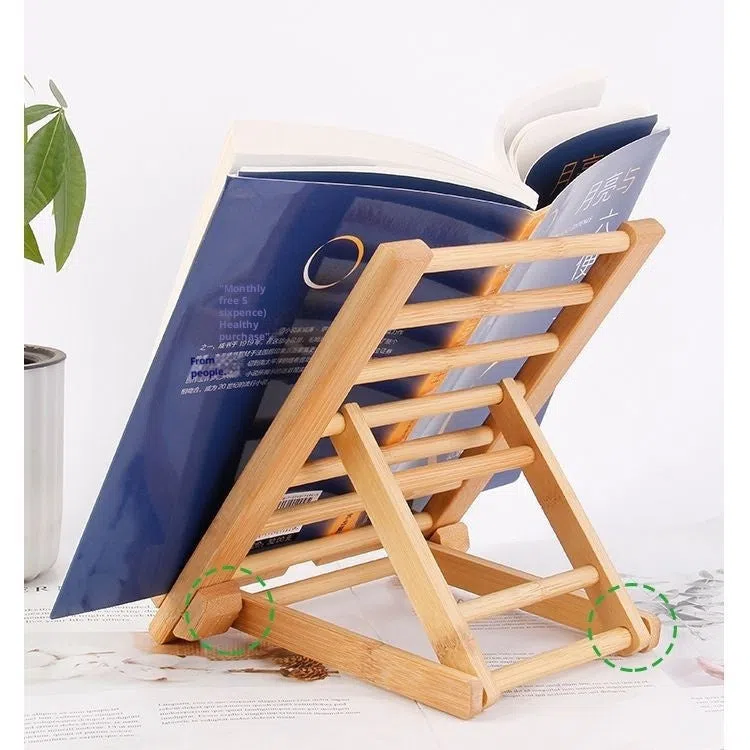 Bamboo adjustable angle foldable desktop phone stand for tablets and smartphones