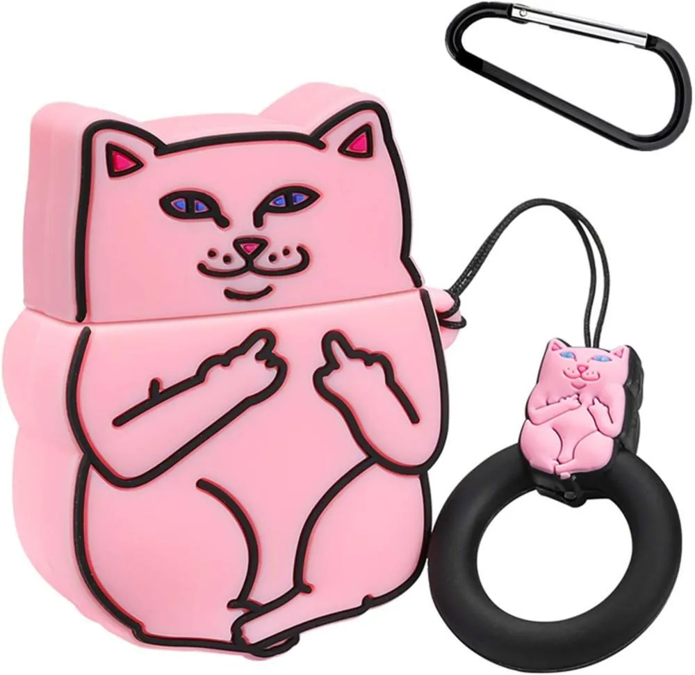 Silicone flip-cover protective case for Apple AirPods 1 and 2 in various cartoon animal designs.