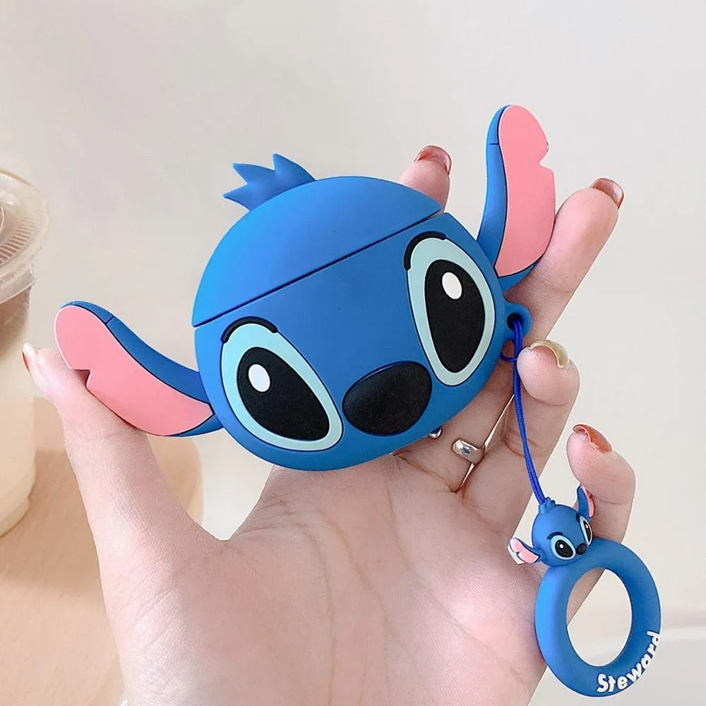 Silicone flip-cover protective case for Apple AirPods 1 and 2 in various cartoon animal designs.