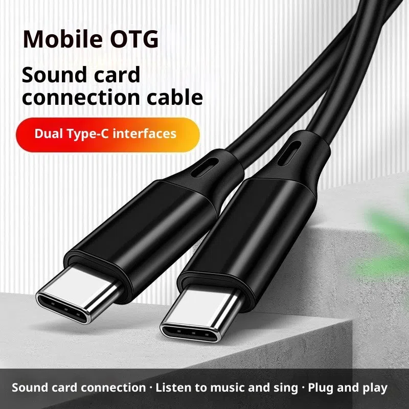OTG transfer live sound card data cable 1.4m silicone black with Type-C to Apple connector