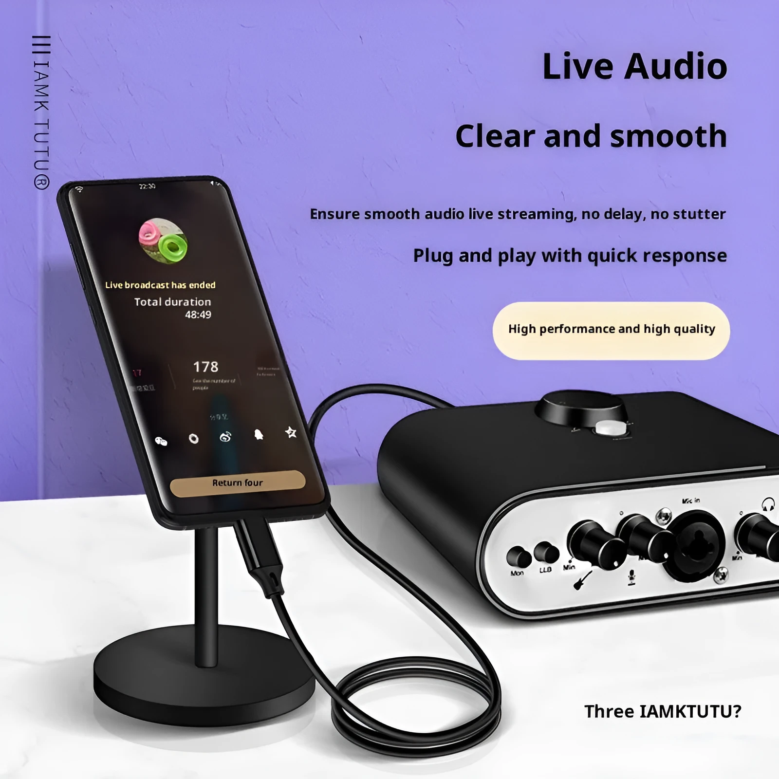 OTG transfer live sound card data cable 1.4m silicone black with Type-C to Apple connector