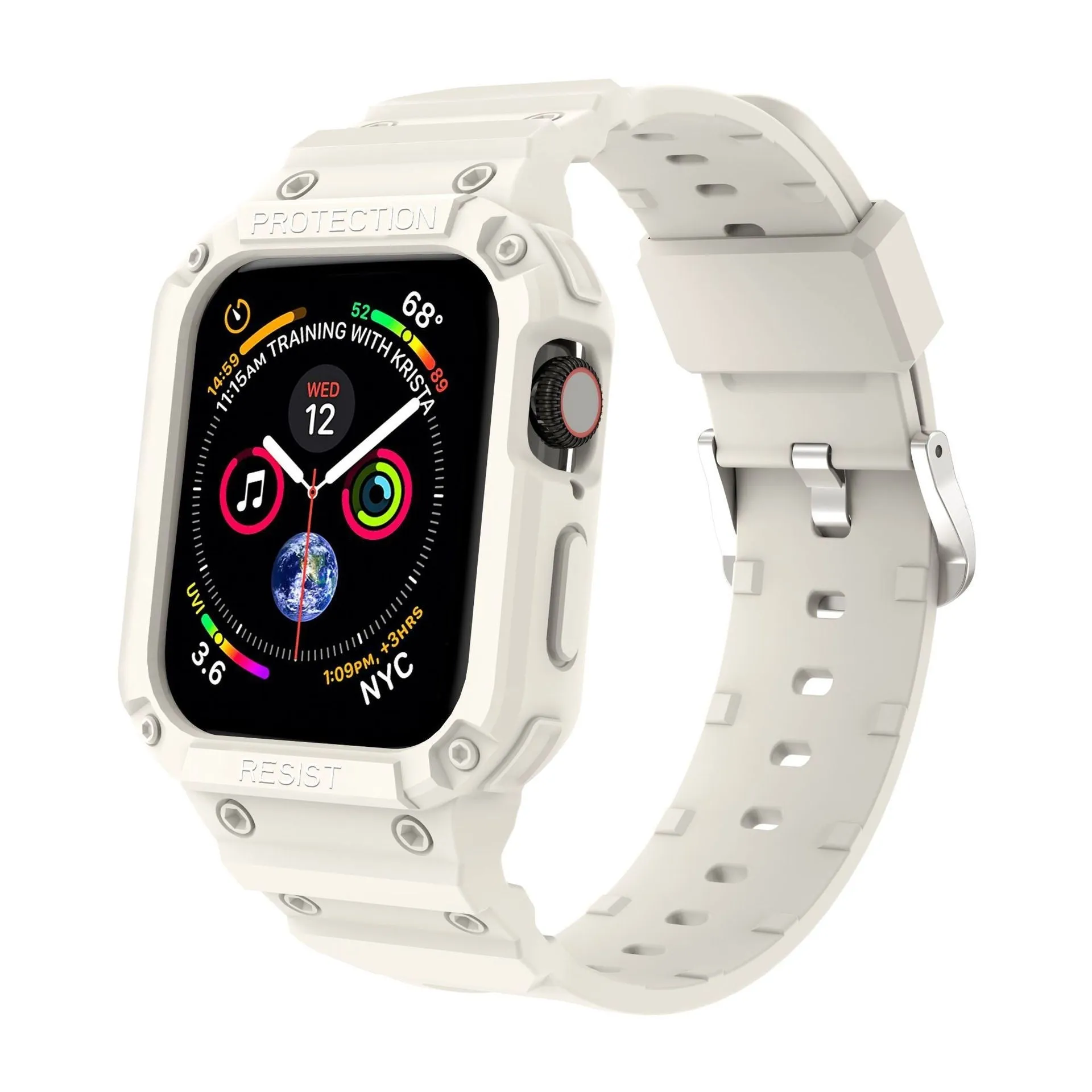 Soft TPU sport watch strap for Apple Watch Series 8 in multiple colours on a white background.