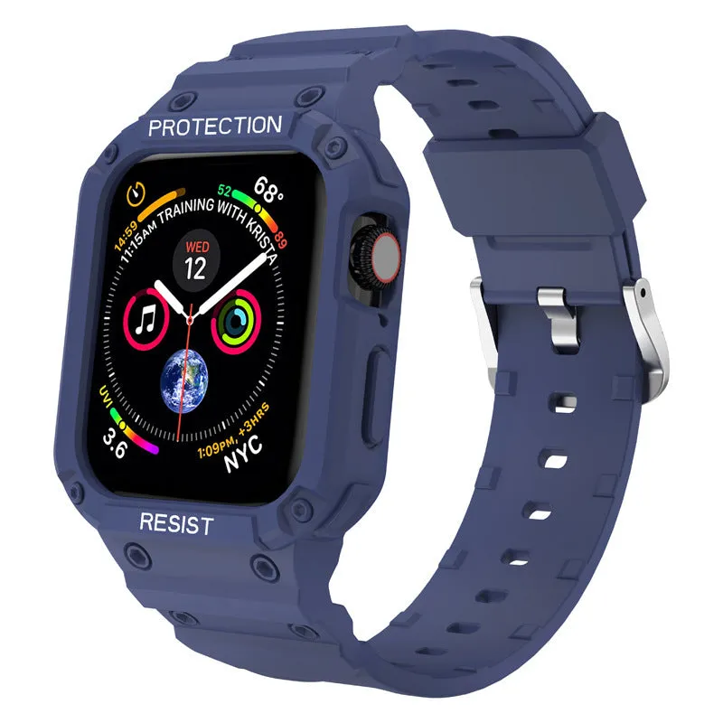Soft TPU sport watch strap for Apple Watch Series 8 in multiple colours on a white background.