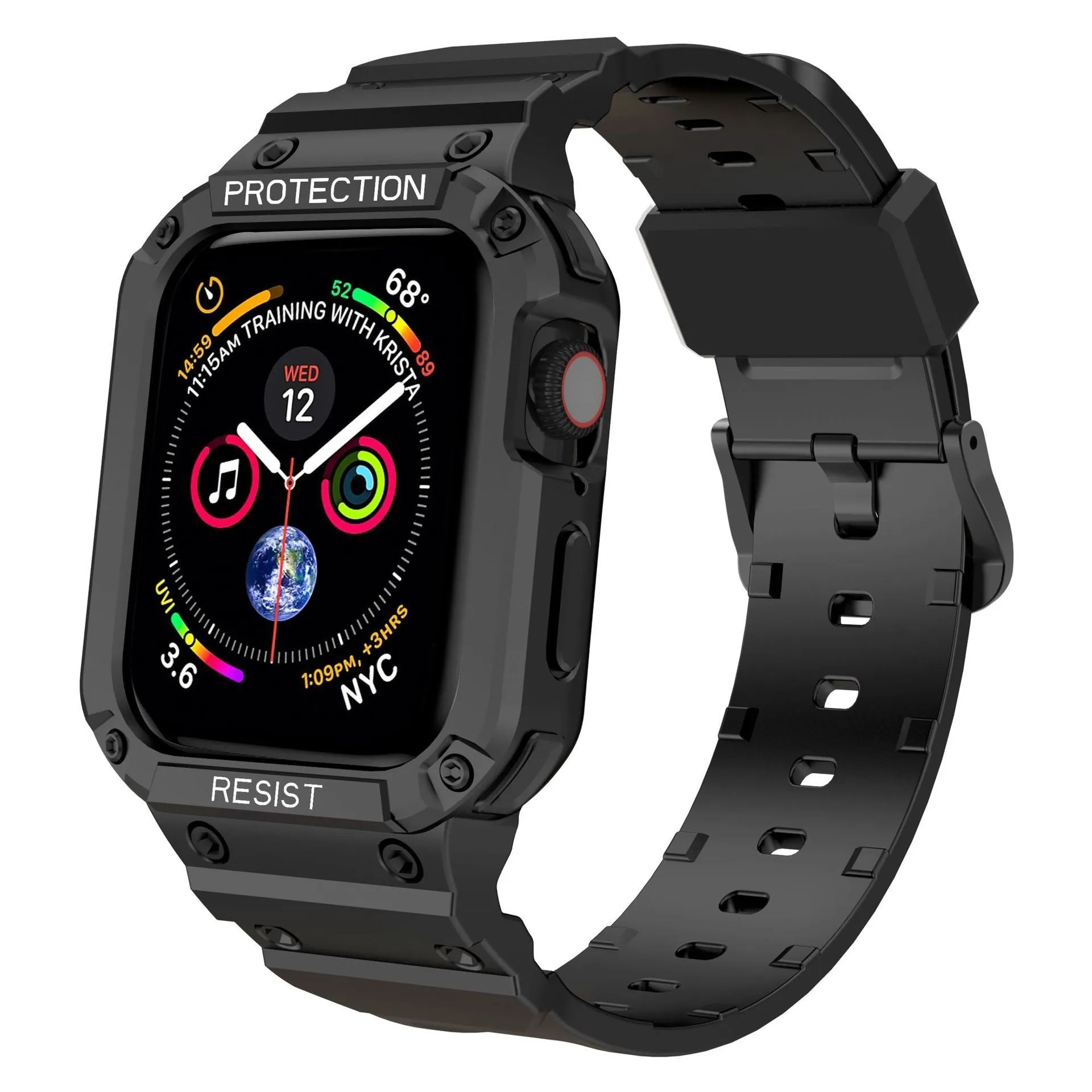 Soft TPU sport watch strap for Apple Watch Series 8 in multiple colours on a white background.