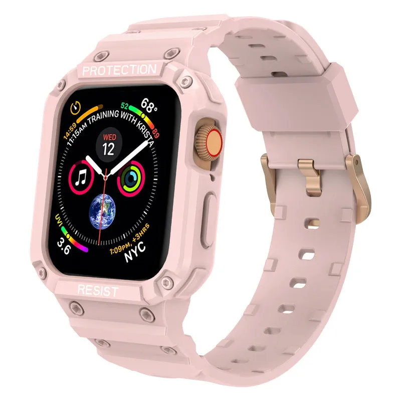 Soft TPU sport watch strap for Apple Watch Series 8 in multiple colours on a white background.