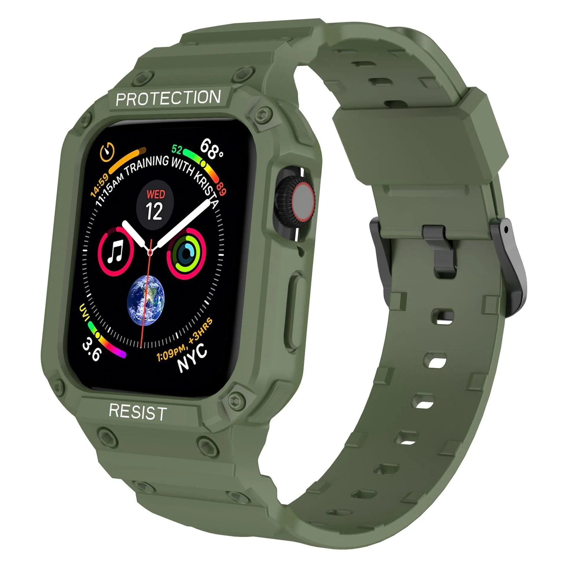 Soft TPU sport watch strap for Apple Watch Series 8 in multiple colours on a white background.