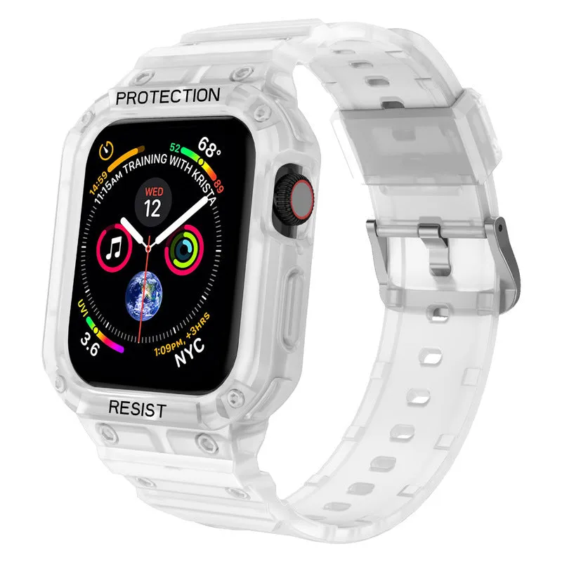 Soft TPU sport watch strap for Apple Watch Series 8 in multiple colours on a white background.