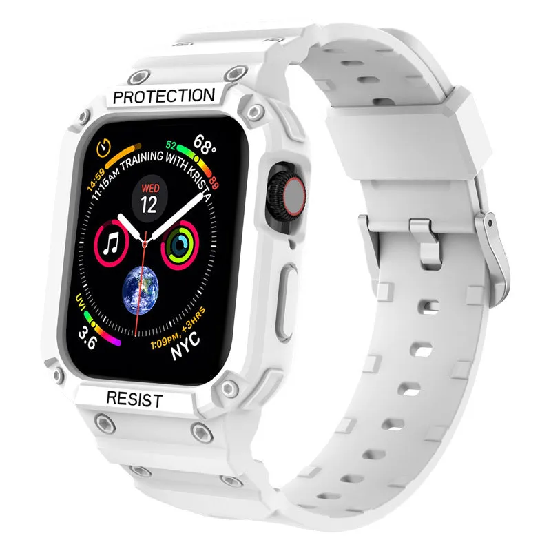 Soft TPU sport watch strap for Apple Watch Series 8 in multiple colours on a white background.