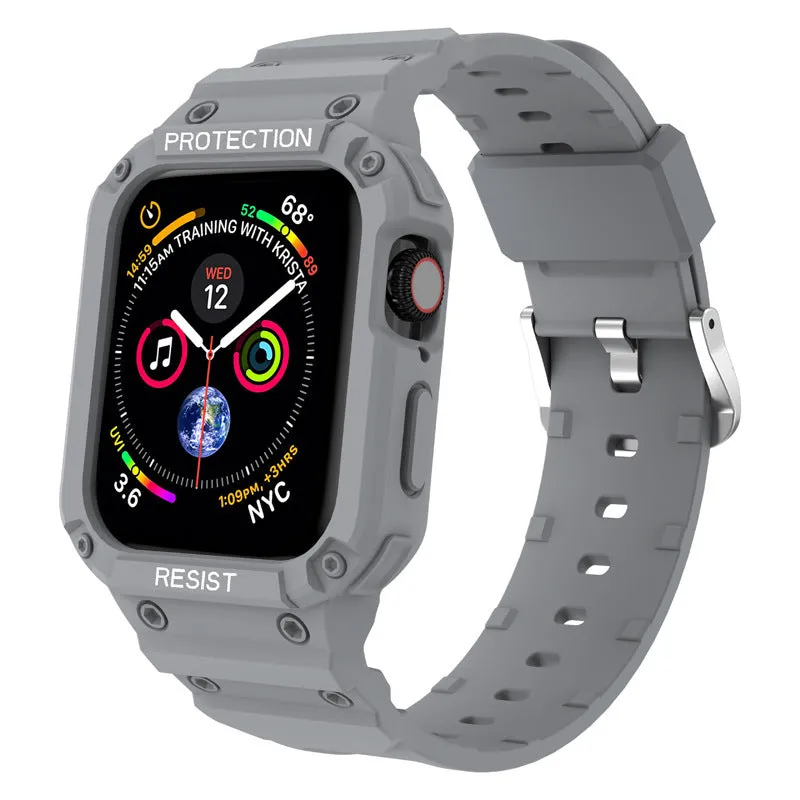 Soft TPU sport watch strap for Apple Watch Series 8 in multiple colours on a white background.