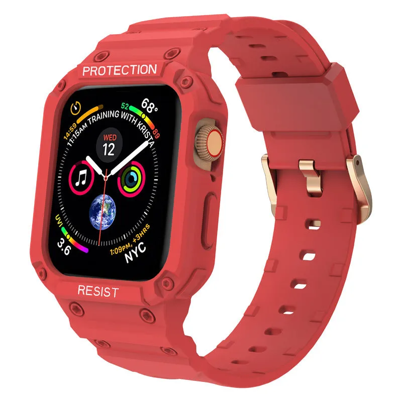 Soft TPU sport watch strap for Apple Watch Series 8 in multiple colours on a white background.