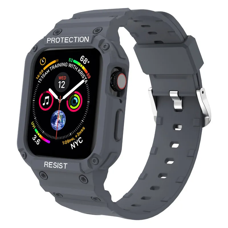 Soft TPU sport watch strap for Apple Watch Series 8 in multiple colours on a white background.