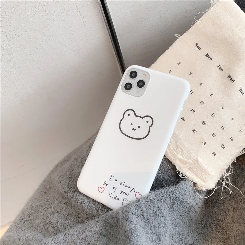 Soft silicone iPhone case featuring a Korean bear cartoon design on the back.