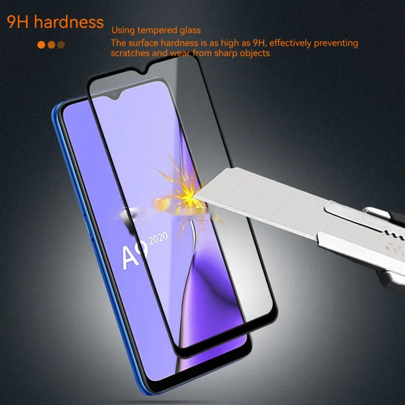 Full screen tempered glass screen protector for OPPO A9 2020 anti-fingerprint HD clear black