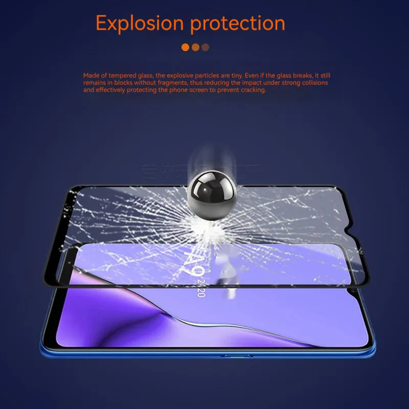 Full screen tempered glass screen protector for OPPO A9 2020 anti-fingerprint HD clear black