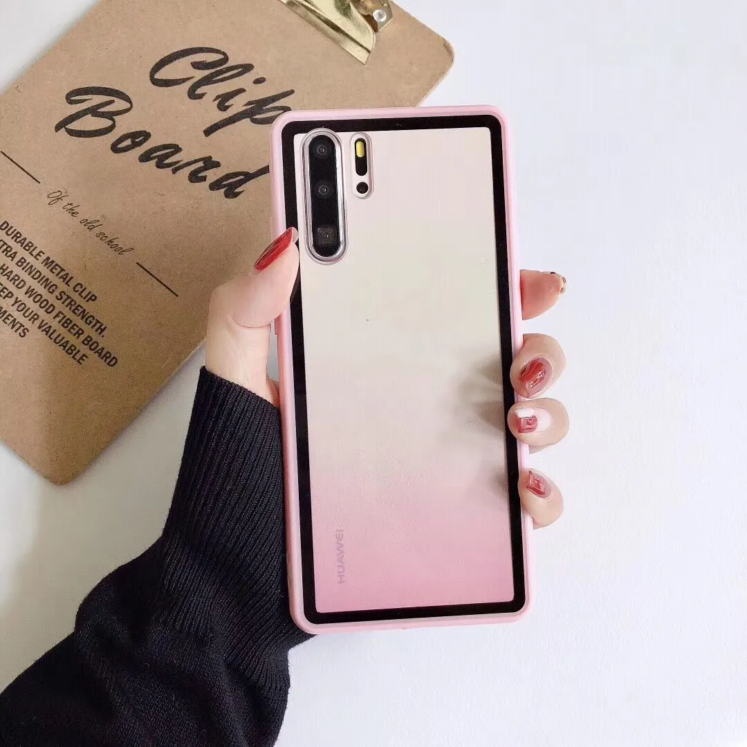 Rainbow pattern Huawei phone case in translucent TPU and PC materials