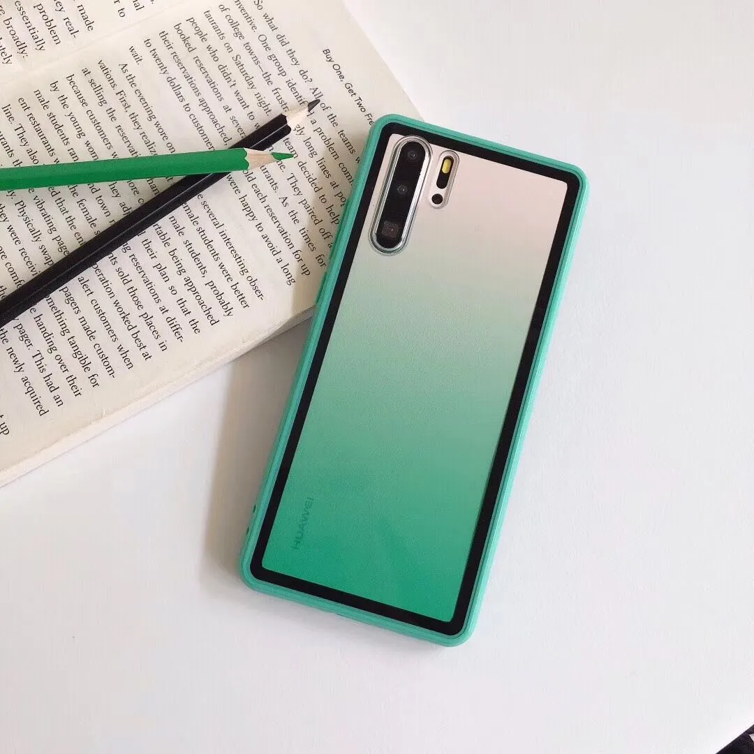 Rainbow pattern Huawei phone case in translucent TPU and PC materials