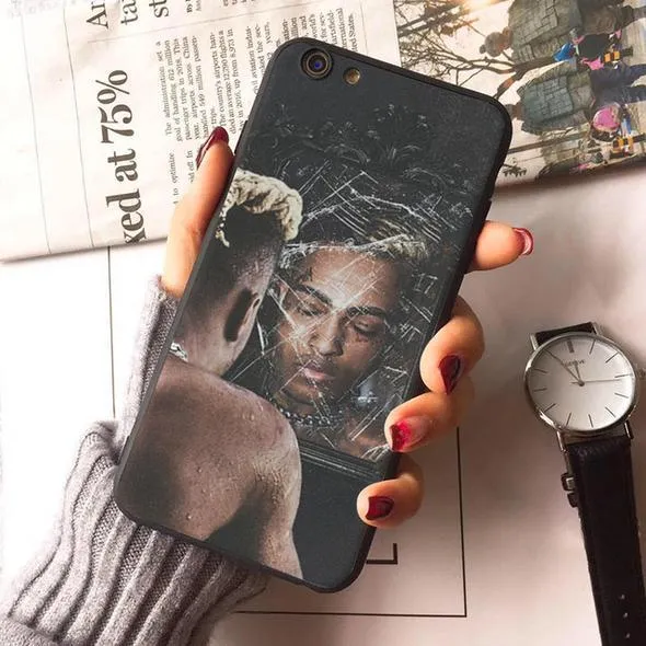 Transparent matte iPhone case with an exotic Xxxtentacion pattern design.
