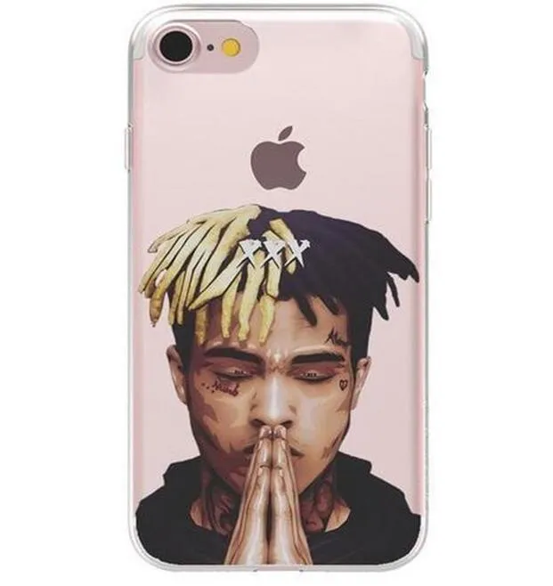 Transparent matte iPhone case with an exotic Xxxtentacion pattern design.