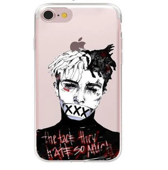 Transparent matte iPhone case with an exotic Xxxtentacion pattern design.