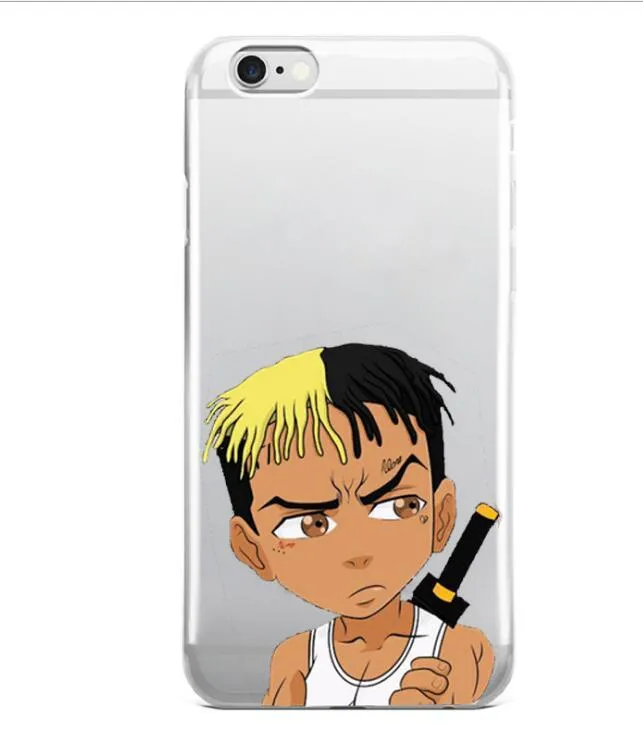 Transparent matte iPhone case with an exotic Xxxtentacion pattern design.