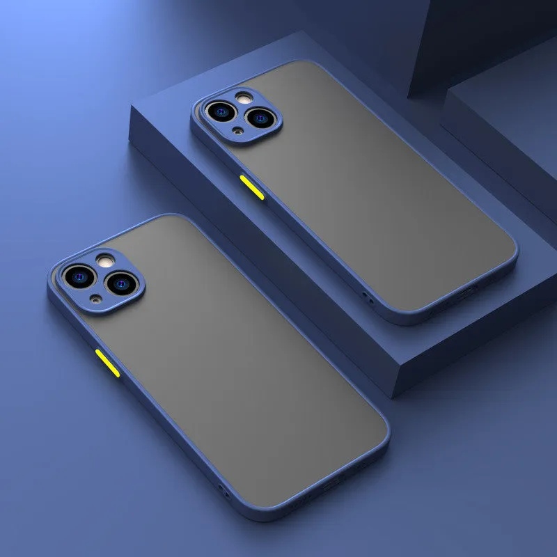 Frosted hard black iPhone case showing fine hole pattern and full camera lens cutout.