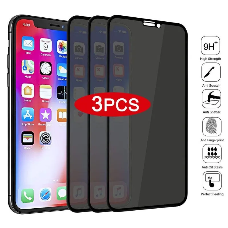 Black tempered glass screen protector for iPhone with high-definition clarity